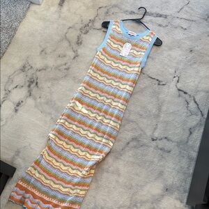 Pastel Striped Sleeveless Maxi Dress